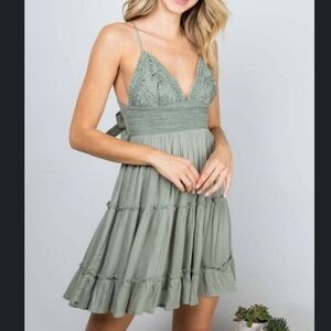 Illa Ila Mini Elegant Green Lace Dress